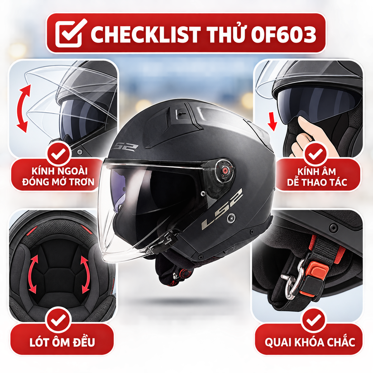 Review LS2 OF603 Infinity II: Trải nghiệm 3/4 cao cấp có gì khác? - checklist trước khi mua