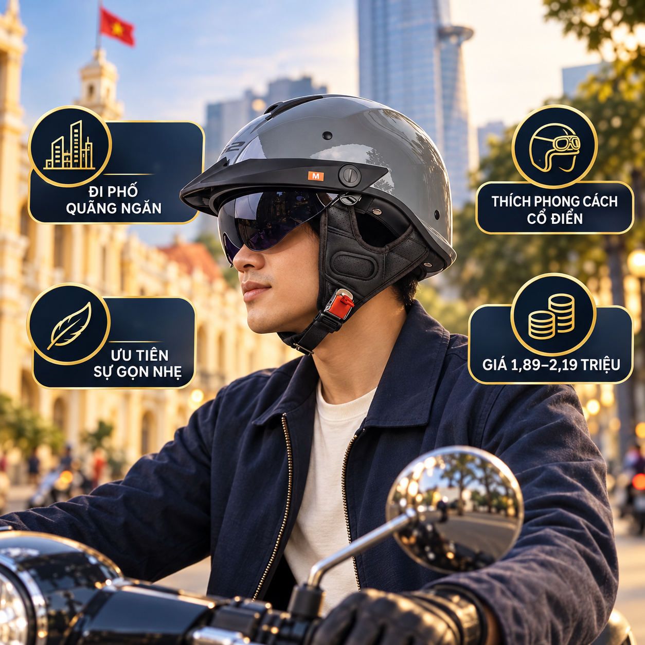Review LS2 OF590: Mũ nửa đầu cao cấp hợp người đi phố nào? - bối cảnh sử dụng thực tế