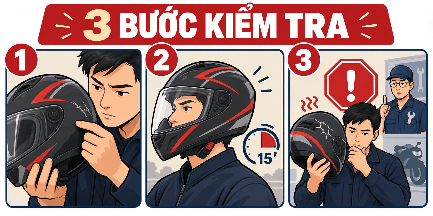Cách kiểm tra mũ LS2 sau va chạm: 7 điểm cần xem ngay - quy trình từng bước