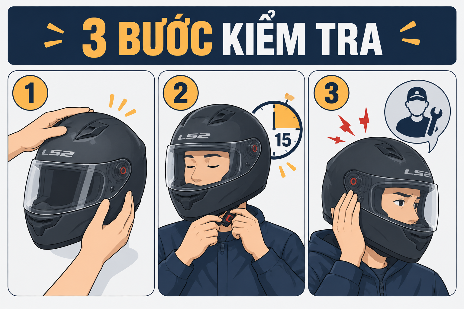 Mũ bảo hiểm LS2 dùng bao lâu thì nên thay? Dấu hiệu dễ nhận biết - quy trình từng bước
