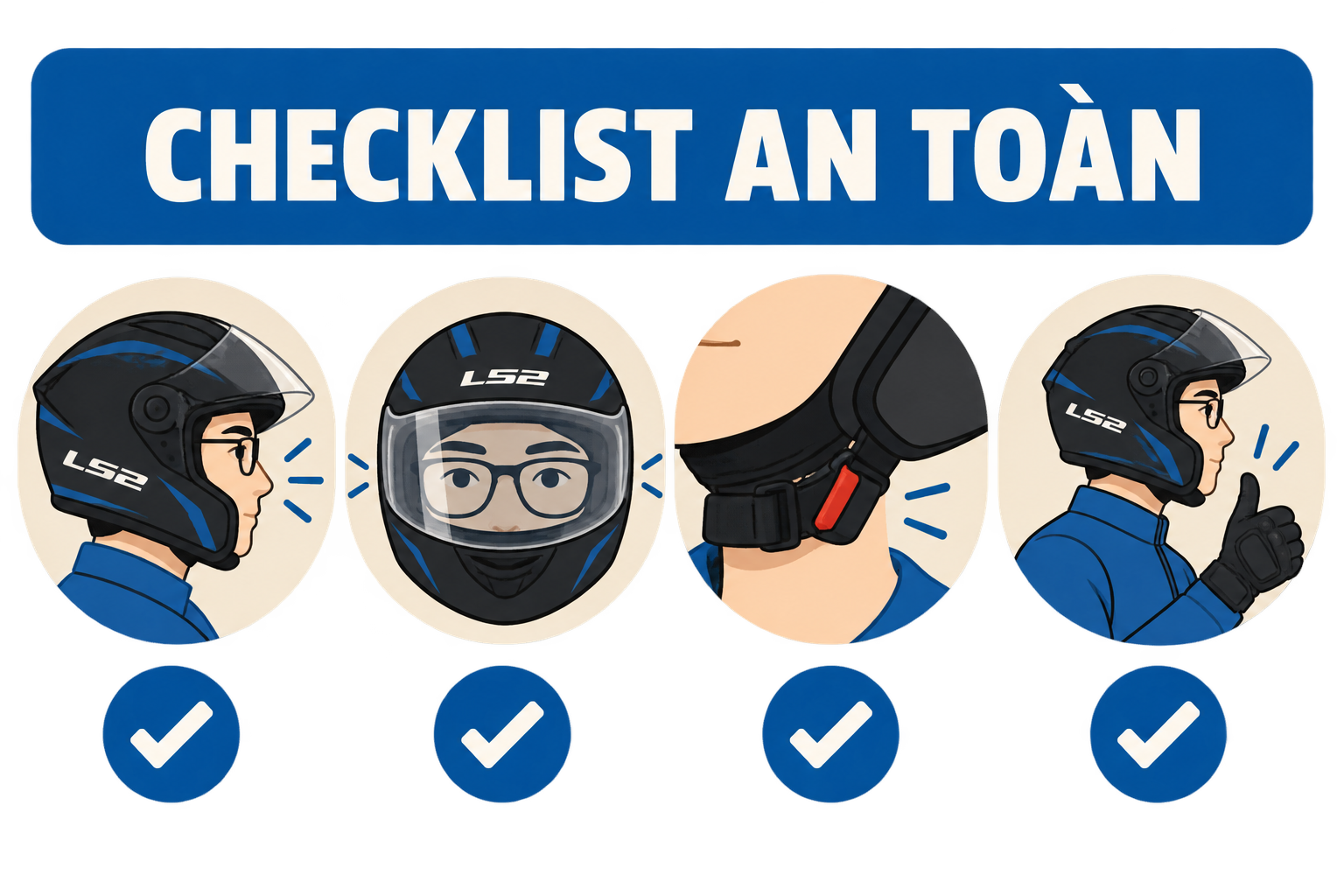 Cách chọn mũ LS2 cho người đội kính cận: tránh cấn thái dương - checklist kiểm tra