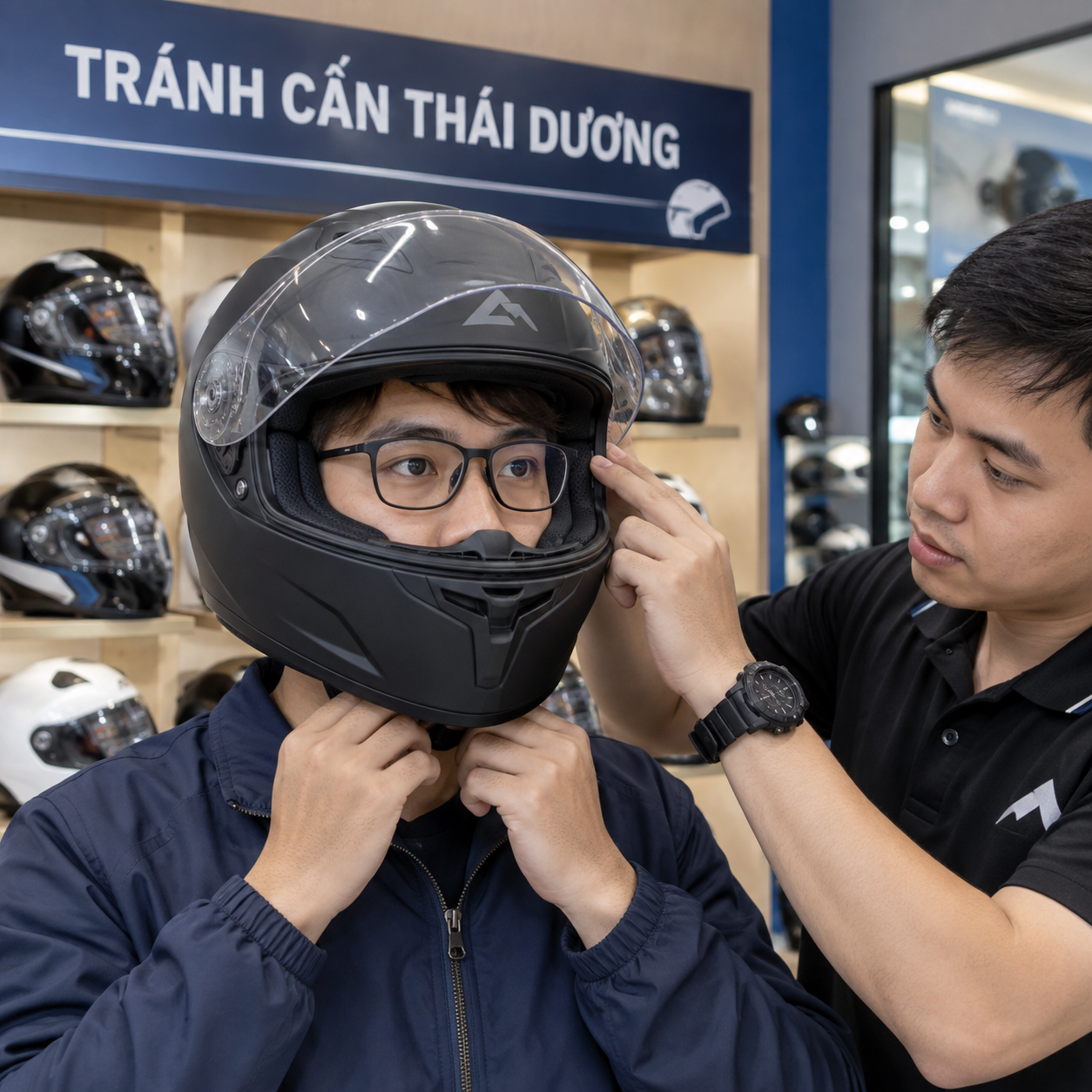 Cách chọn mũ LS2 cho người đội kính cận: tránh cấn thái dương - bối cảnh sử dụng