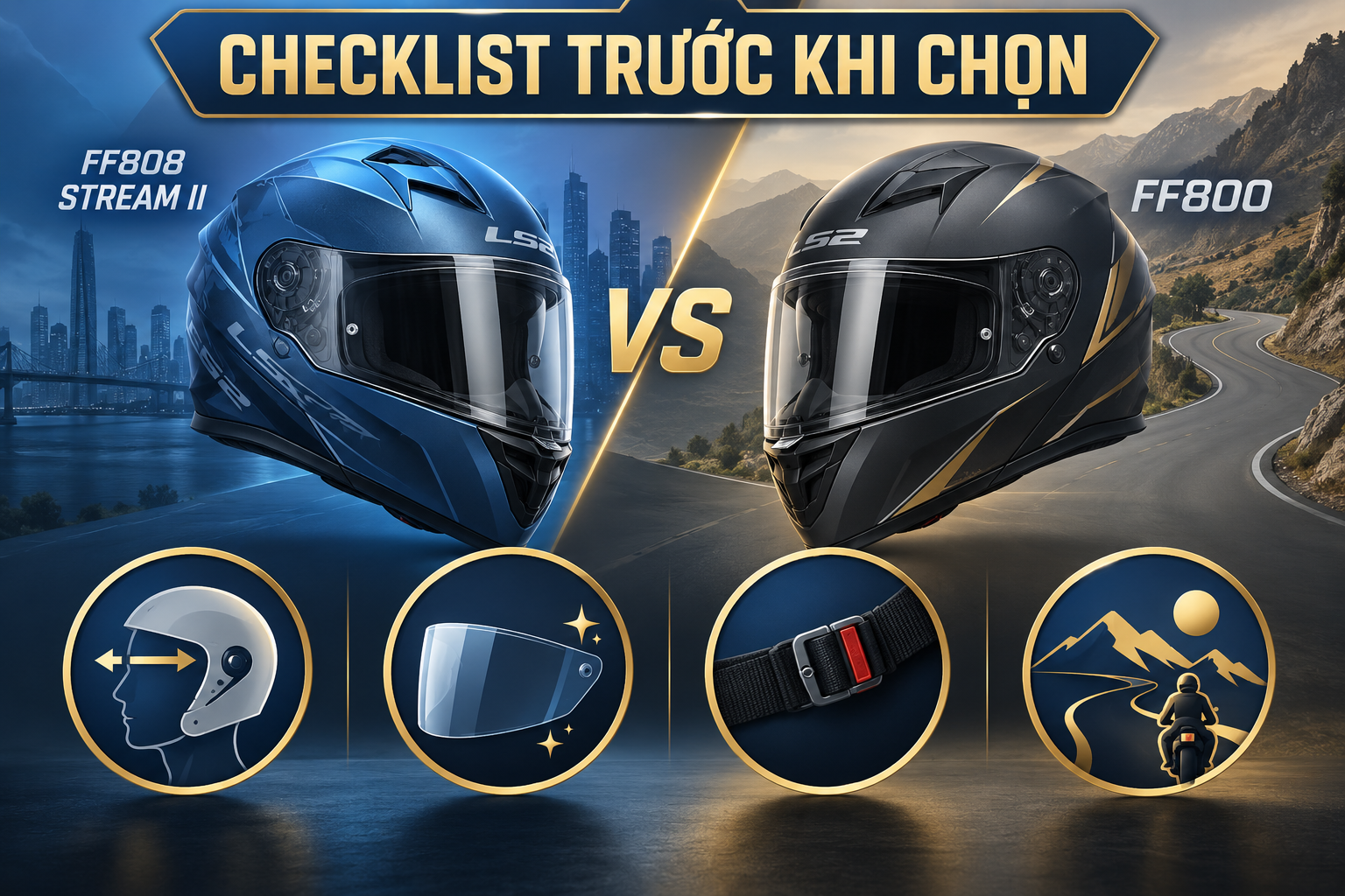 LS2 FF808 Stream II vs FF800 Storm II: Đi phố và đi tour chọn gì? - checklist kiểm tra