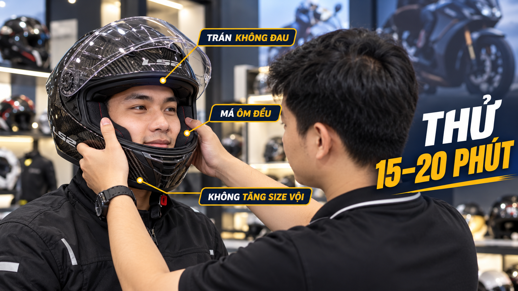 LS2 FF805 Thunder Carbon đi touring có phù hợp không? - checklist chọn mũ